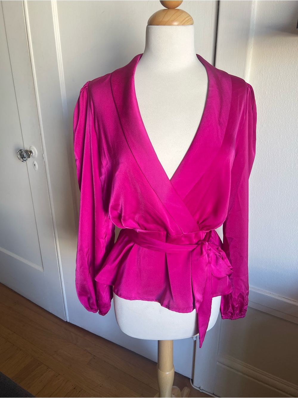 Lush Hot Pink Wrap Blouse